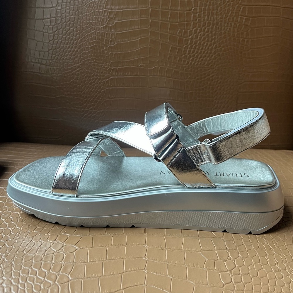 Stuart Weitzman Moxie Sport Women's Sandal Silver Size 10 M - Picture 4 of 8